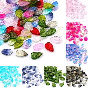 AB Renkli Şeffaf Yaprak Şekli kristal boncuklar Çek Cam Gevşek halka boncuk DIY Takı Yapımı İçin El Sanatları Aksesuarları - Görüntü 1  