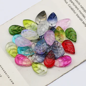 AB Renkli Şeffaf Yaprak Şekli kristal boncuklar Çek Cam Gevşek halka boncuk DIY Takı Yapımı İçin El Sanatları Aksesuarları - Görüntü 2  