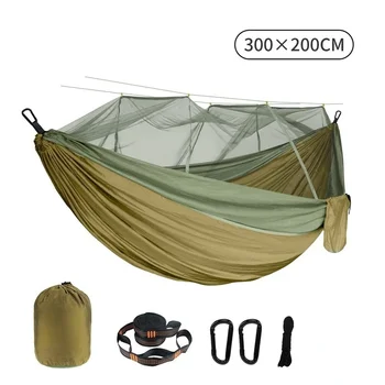 Çift Cibinlik Hamak 300×200CM Artı Boyutu Açık Anti-sivrisinek Hamak Şemsiye Kumaş Naylon Anti-rollover Kamp - Görüntü 1  