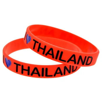 1 Adet Seviyorum Tayland Silikon Bileklik 1/2 İnç Genişliğinde Kırmızı Kauçuk Charm Bilezik - Görüntü 2  