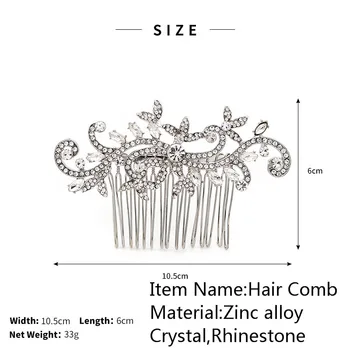 QYY Rhinestone Çiçek Gelin Düğün Saç Tarak Gümüş Renk Lüks Takı saç tokası Kadın Aksesuarları Balo Gelin Başlığı - Görüntü 2  