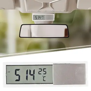 Taşınabilir 2 in 1 Araba Dijital LCD Saat Sıcaklık Göstergesi Elektronik Saat Termometre Araba Dijital Zaman Saati Araba Aksesuarı - Görüntü 2  