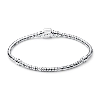 Pandora 925 Gümüş Anlar Logo Toka Yılan Zincir Bilezik İçin Fit Moda Takılar DIY Takı Kadınlar İçin doğum günü hediyesi - Görüntü 2  