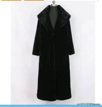 Siyah Tilki Kürk Kadın Ceket Vizon Kürk Ceket Kadın Artı Uzun Yaka Taklit Kürk Ceket Sonbahar ve Kış Yeni Modeller Kış Ceket Kadınlar - Görüntü 1  
