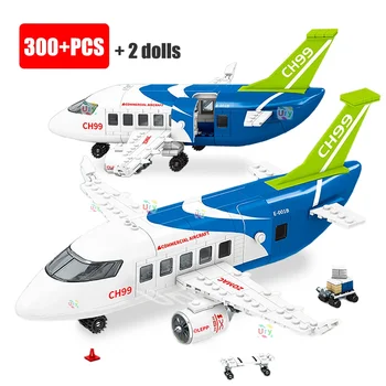 Şehir Kargo Uçak Uçak Yolcu Uçak Otobüs Setleri Modern Havaalanı Uçağı oyuncak inşaat blokları Çocuklar için noel hediyesi - Görüntü 1  