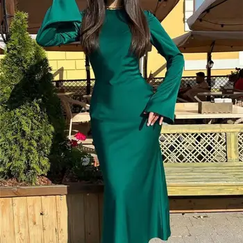 Kadın Polyester Spandex Elbise Şık kadın İlkbahar-sonbahar Maxi Elbise Zarif Uzun Kollu Kılıf Tarzı Yumuşak Ol Kadınlar için - Görüntü 1  