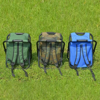 Kamp Balıkçılık Sandalye Tabure Açık Katlanır Taşınabilir soğutucu sırt çantası Yalıtımlı Piknik Çantası Yürüyüş Koltuk Masa Çantası - Görüntü 1  