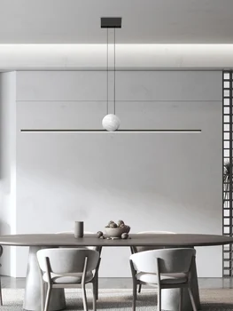 Italyan minimalist tüm bakır ışık lüks uzun şerit askılı restoran lambası İskandinav modern minimalist mermer kolye ışık - Görüntü 2  