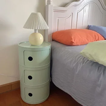 Cep Basit Yuvarlak Komidin Beyaz Yaratıcı Lüks Çekmece Dolap Küçük Plastik Küçük Masa Depolama Yanında yatak odası mobilyası - Görüntü 2  
