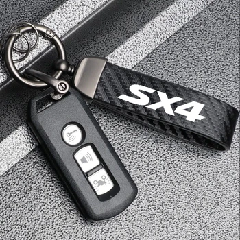 Karbon Deri Araba Anahtarlık Zinciri anahtarlıklar Derece Dönen At Nalı Yüzükler Suzuki SX4 Araba Aksesuarları - Görüntü 1  