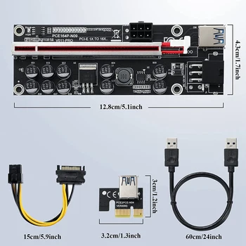 PCI-E 1X İla 16X Yükseltici Kart, 10 Kapasitör,Bitcoin Ethereum Madenciliği İçin ETH, USB 3.0 Uzatma Kablosu (V011-PRO, 1 Paket) - Görüntü 2  