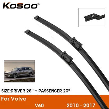 KOSOO VOLVO V60 Fit Push Button Kol 2010 2011 2012 2013 2014 2015 2016 2017 Otomatik Doğal kauçuk silecek Lastikleri Araba Styling - Görüntü 1  