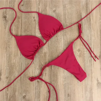 Halter Lace up bikini seti Seksi Mayo İki Parçalı Set Bölünmüş Kayış Ayarlanabilir mayo seti Tatil plaj Kıyafeti Yaz 2023 Yeni - Görüntü 2  