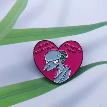 Mr. Burns emaye pin komik alıntı rozeti kalp şeklinde broş karikatür dekor - Görüntü 1  