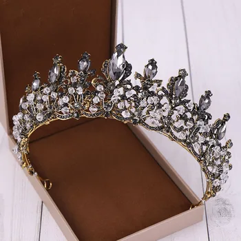 Vintage Barok Düğün saç takı Aksesuarları Kadınlar için Kristal gelin tacı ve yapay elmas taç Gelin Diadem Başlığı BH - Görüntü 1  