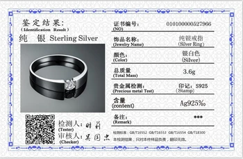 LMNZB Gerçek Sertifikalı Tibet Gümüş Yüzük erkek Klasik düğün takısı Yuvarlak 1 Karat Zirkonya Diamant Nişan Yüzükler Erkekler için - Görüntü 2  