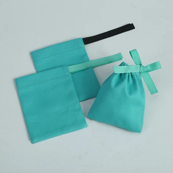 20 adet Takı paket poşeti Yeşil Pamuk keten çantalar Kurdele ile Küçük Kolye Küpe paket ambalaj Düğün Favor Hediye Çantası - Görüntü 1  