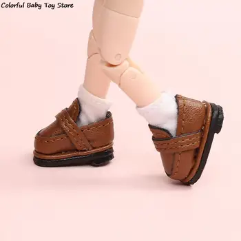 1 Çift 1/12 PU deri ayakkabı Bebek Mini Üniforma Ayakkabı Öğrenci Ayakkabı Bebek Ayakkabı Bebek Dekor Aksesuarları - Görüntü 1  