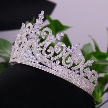Zirkonya Shinning Prenses Taç Kraliçe Prenses Kristal Düğün Gelin Tiaras - Görüntü 1  
