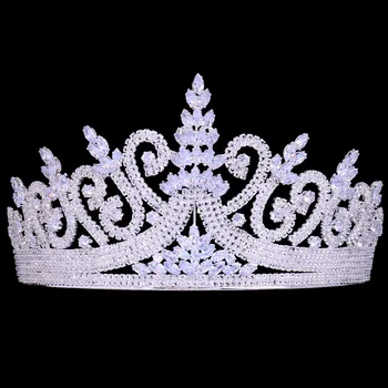 Zirkonya Shinning Prenses Taç Kraliçe Prenses Kristal Düğün Gelin Tiaras - Görüntü 2  