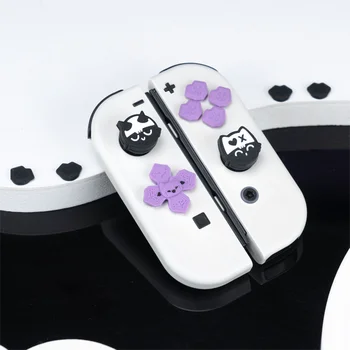 Kedi Silikon Yumuşak d-pad Çapraz Düğme ABXY anahtar etiketi Başparmak Sopa Kavrama kapatma başlığı Nintendo Anahtarı İçin Oled NS Joy-con kılıf - Görüntü 2  