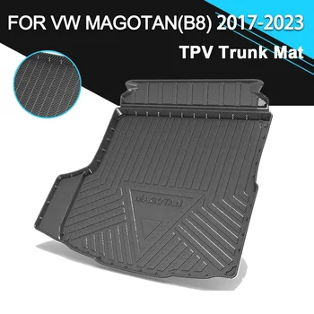 VW MAGOTAN için B8 2017-2023 Araba Arka bagaj kapağı Mat TPV Su Geçirmez Kaymaz Kauçuk Kargo Karbon Fiber Desen Astar Aksesuarları - Görüntü 2  