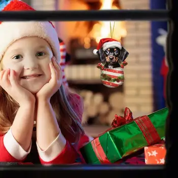 Akrilik Noel Süslemeleri 2D Köpek Fincan Akrilik Kolye Yılbaşı Ağacı Süsleri Sevimli Yılbaşı Ağacı Süsleme Akrilik - Görüntü 2  