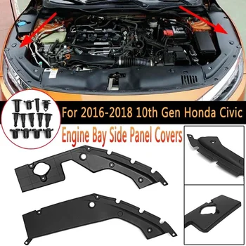 RMAUTO 2 Adet Araba Motor Bölmesi Yan Panel Kapağı Motor Kaputları Kapak Siyah için Honda Civic 10th Gen 2016-2020 Araba Motoru Aksesuarları - Görüntü 1  