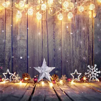 Laeacco Noel Fotoğraf stüdyosu Için Parlak Yıldız ampul ışık Ahşap Tahta Bebek Çocuk Fotoğraf fotoğraf stüdyosu ıçin arka planlar - Görüntü 1  