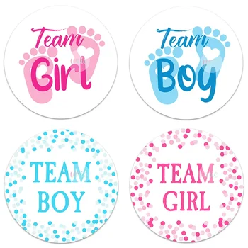 Takım Erkek Takım Kız Çıkartmaları Cinsiyet Reveal Erkek veya Kız Sticker Cinsiyet Reveal Parti Dekorasyon Bebek Duş Malzemeleri Hediye Kutusu Etiketi - Görüntü 1  