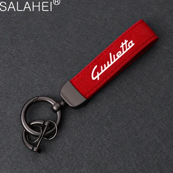 Araba Süet Deri Anahtarlık At Nalı Toka Takı Alfa Romeo Giulietta için Stil Anahtarlık Oto Anahtarlık cazibe aksesuarları - Görüntü 1  