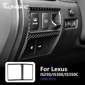 1 adet Lexus için IS250 300 350C 2006-2012 Araba Gerçek Yumuşak Karbon Fiber Gövde Anahtarı krom çerçeve Sticker adhesivos iç Trim - Görüntü 2  