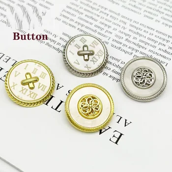 10 ADET Yuvarlak Metal Reçine Dubleks Düğmeler Kaşmir Ceket Takım Elbise Ceket Yaka Düğmeleri Çapraz Desen Dekoratif Düğmeler - Görüntü 1  