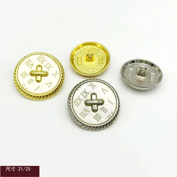 10 ADET Yuvarlak Metal Reçine Dubleks Düğmeler Kaşmir Ceket Takım Elbise Ceket Yaka Düğmeleri Çapraz Desen Dekoratif Düğmeler - Görüntü 2  