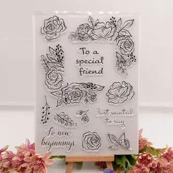 Çiçekler Özel Bir Arkadaş Şeffaf Duygu Temizle Damga Kart Yapımı için Dekorasyon ve DIY Scrapbooking Kağıt Kağıt Zanaat - Görüntü 2  