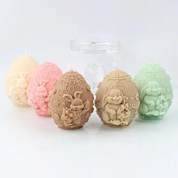 Yumurta Mum Kalıp Evrensel Demolding Tavşan Kabartmalı Silikon Kalıpları Kek Fondan Çikolata Mum Kalıp El Yapımı Hediye Aksesuarı - Görüntü 1  