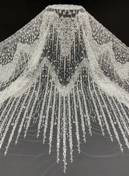Boncuk Dantel Tül Kumaş Lüks Kumaş düğün elbisesi Dantel Yard tarafından Satmak 2024 YENİ - Görüntü 2  