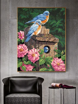 Hayvan 5d elmas boyama ev kuş bitki çiçek elmas boyama kakma tam elmas nakış ressam ev dekorasyon - Görüntü 2  
