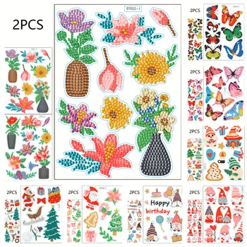 2 Takım Elmas Boyama Çıkartmalar Kitleri Çocuklar için Kolay DIY Çiçek Kelebek Karikatür Elmas Mozaik Çıkartmalar by Numbers Sanat El Sanatları - Görüntü 1  