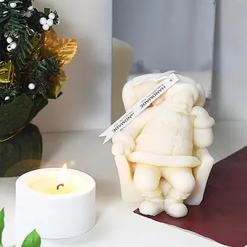 3D Noel Noel Baba Silikon Mum Kalıp Balmumu Eriyik Aromaterapi Yapımı Reçine Alçı sabun kalıbı DIY El Yapımı noel dekorasyonları - Görüntü 2  