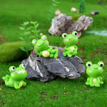 Reçine Kurbağa Minyatür Araba Süsler Mikro Peyzaj Kurbağa Reçine Sevimli Kurbağa Aksiyon Figürü Karikatür Mini Kurbağa Araba Dekorasyon - Görüntü 1  