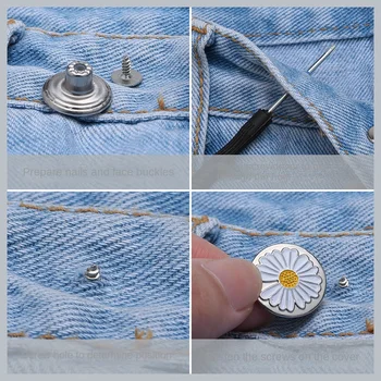 Dikişsiz ve çivisiz metal düğme kot düğmesi çıkarılabilir ayarlanabilir düğme bel artefakt I düğmesi - Görüntü 2  