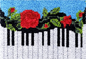 Kırmızı Gül Piyano halı çapraz dikiş İplikleri nakış Mandalı kanca kilim kitleri örme iğneler nakış paspaslar Çiçek goblen - Görüntü 1  