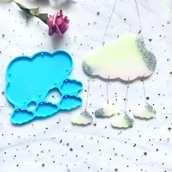 1 Adet Bulut Kombinasyonu silikon kalıp DIY Kolye Kristal El Sanatları Duvar Dekorasyon Kalıp Dayanıklı Mavi El Yapımı Aracı Yumuşak - Görüntü 1  