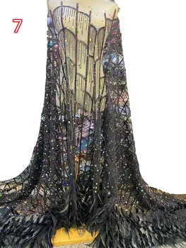 Yeni tüy boncuk tüp nakış sequins sıcak elmas dantel net elbise, lüks moda modern dans gece elbisesi elbiseler - Görüntü 2  