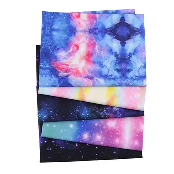 5 adet Pamuk Yıldızlı Gökyüzü Evren Dijital Baskı dikiş kumaşı Elbiseler Yastıkları Battaniye Patchwork Kapitone Kumaş Bez - Görüntü 1  
