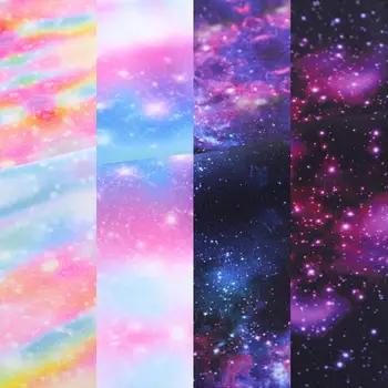 5 adet Pamuk Yıldızlı Gökyüzü Evren Dijital Baskı dikiş kumaşı Elbiseler Yastıkları Battaniye Patchwork Kapitone Kumaş Bez - Görüntü 2  