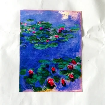 6 adet / grup Claude Monet Yağlıboya Dikiş çanta / çanta Kumaş DIY El Boyalı Kumaş / ev Dekorasyon Patchwork Pamuk Kanvas - Görüntü 2  