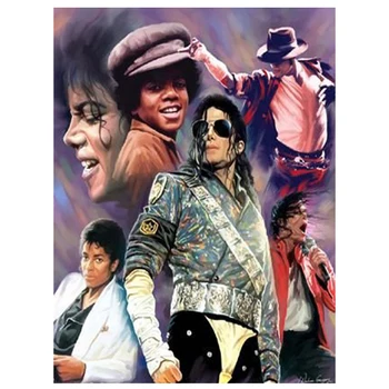 5D DIY Tam Yuvarlak / Kare Elmas Boyama Michael Jackson 3D Nakış Çapraz Dikiş Taklidi Mozaik Ev duvar süsü Y1309 - Görüntü 1  