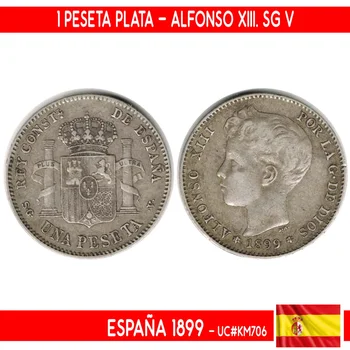 C0112 . 1 # İspanya 1899. 1 puan. Alfonso XIII (VF) KM #706 - Görüntü 1  